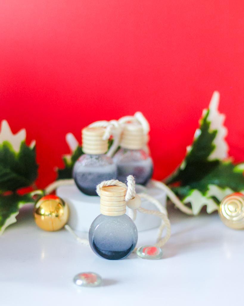 Beautiful Snowy Globe Glass Car diffusers | Wood top