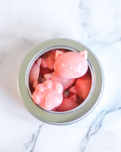 Cat Emoji Head and Paw Ecosoy Wax Melts | Biodegradable Glitter | Air Freshener | Kawaii Home Accessories | Set of 12 Wax Melts