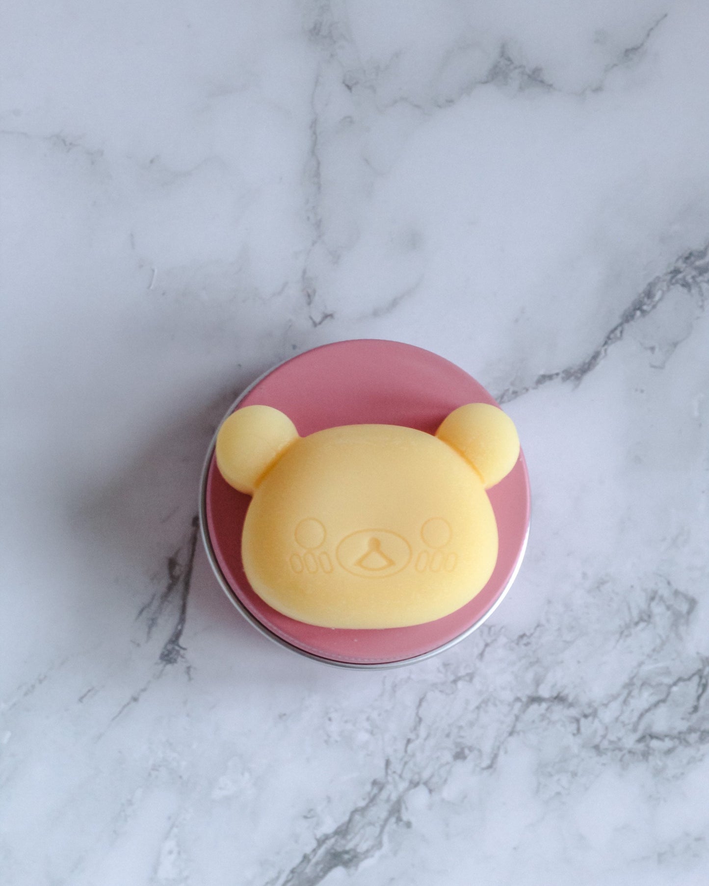 Kawaii Solid Lotion Butter Bar in Ecofriendly Travel Tin | Cute Pink Cat or Golden Bear | Natural Skincare Moisturizer