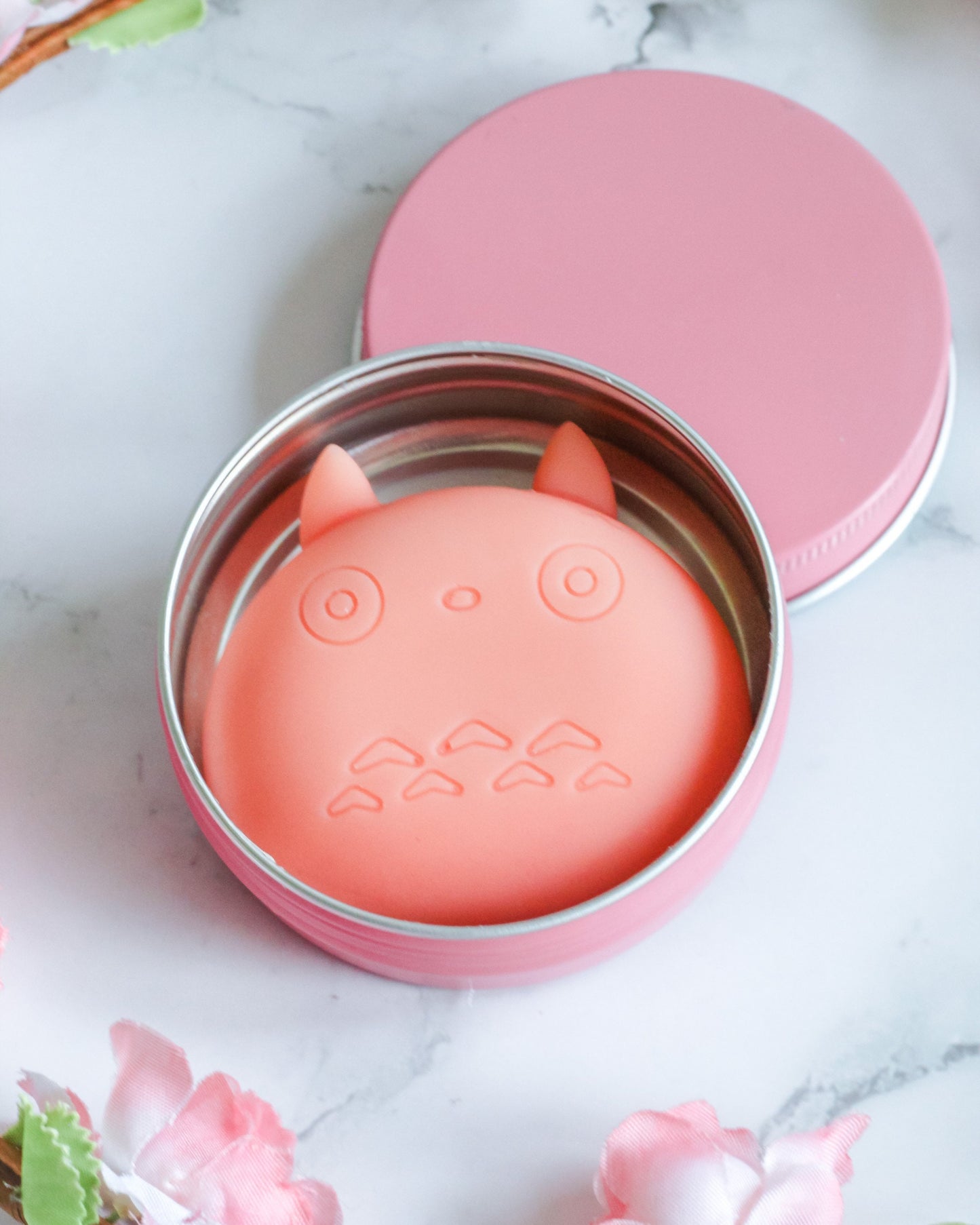 Kawaii Solid Lotion Butter Bar in Ecofriendly Travel Tin | Cute Pink Cat or Golden Bear | Natural Skincare Moisturizer