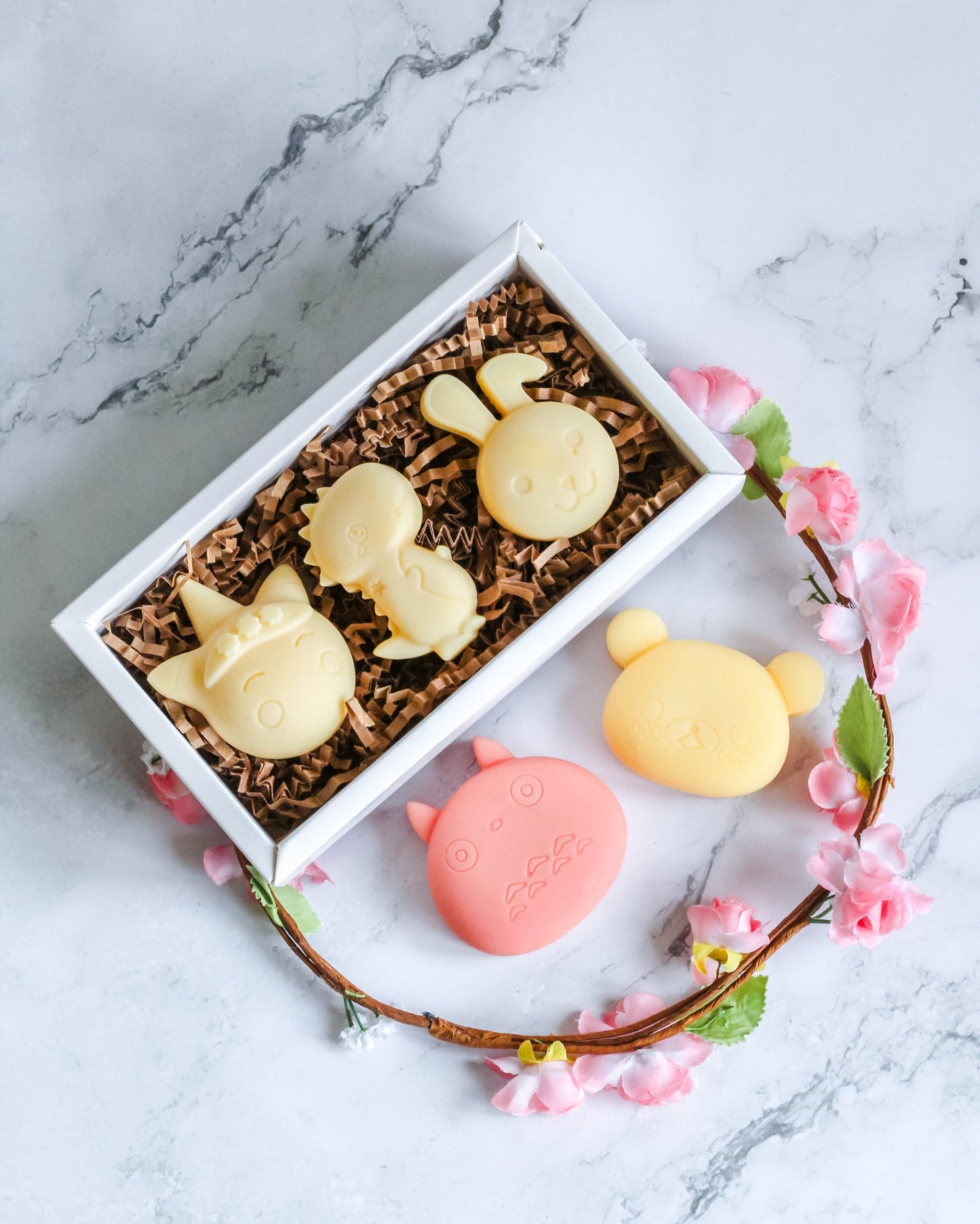Kawaii Solid Lotion Butter Bar in Ecofriendly Travel Tin | Cute Pink Cat or Golden Bear | Natural Skincare Moisturizer