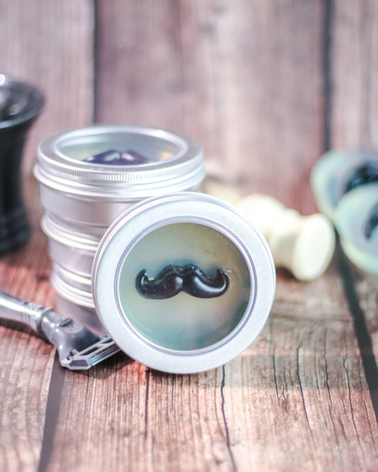 Moustachio Shave Soap for Men in Reusable Ecofriendly Tin | Grey Cedar scent