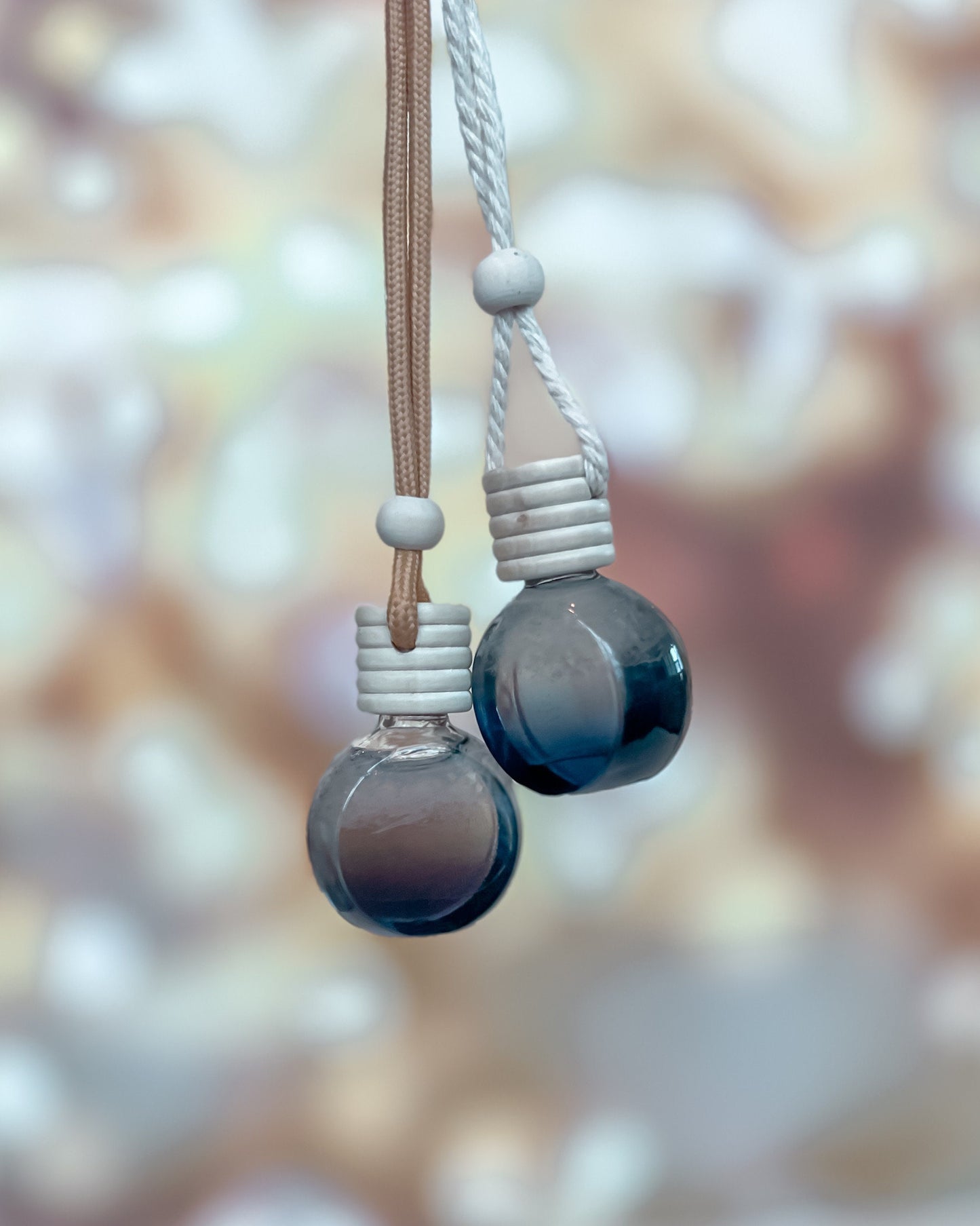 Beautiful Snowy Globe Glass Car diffusers | Wood top